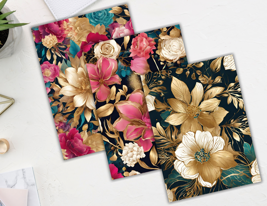 Golden floral cardstock