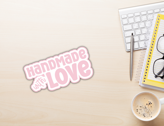 Handmade with love stickers -pink