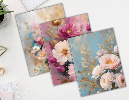 Handrawn floral print cardstock