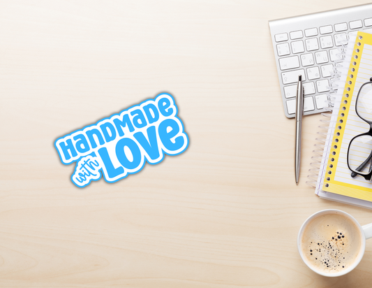 Handmade with love stickers -teal